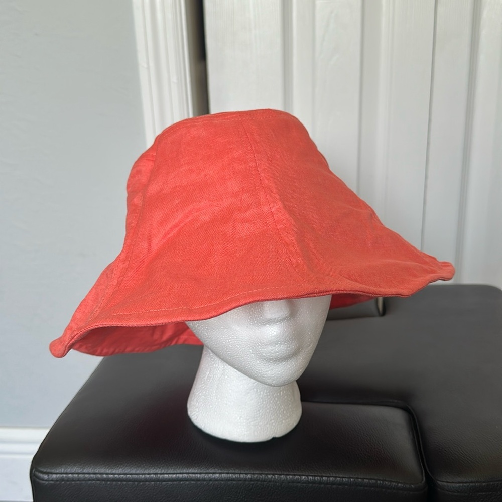 Anthropologie Bucket Hat by Wyeth in Coral Cotton Linen. OS. Brand new!